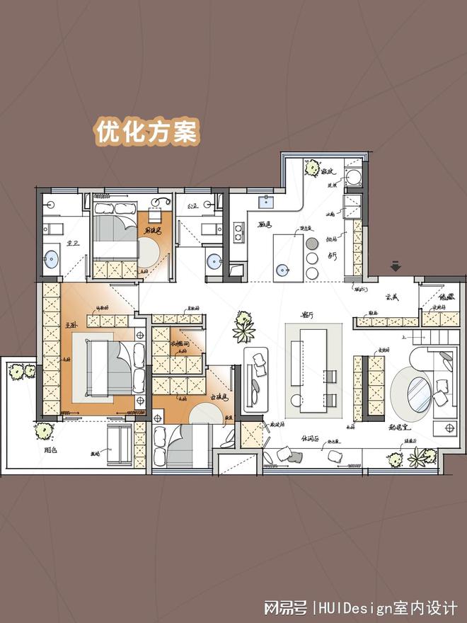 80㎡大平层主打舒适起居空间凯发k8国际140㎡秒变1(图4)